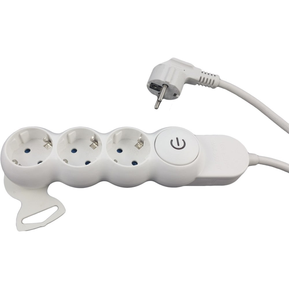 Prelungitor Electric 1.5M cu 3 Prize și Protecție la Suprasarcină 3x1.50mm² - Cablu de Alimentare pentru Birou și Acasă