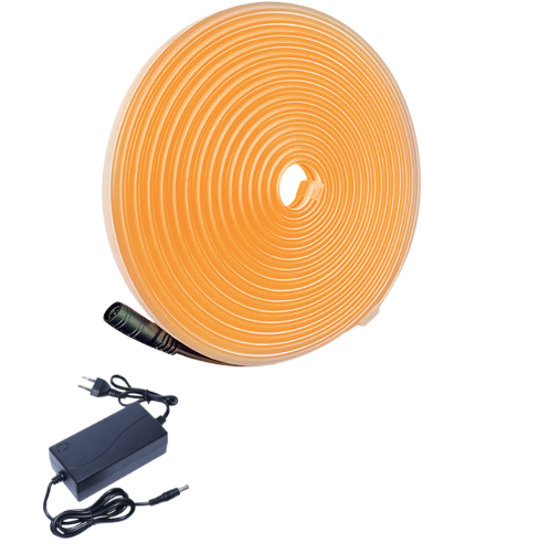 Banda LED Neon Portocalie 5M pentru Interior și Exterior – Rezistentă la Apă cu Adaptor Inclus pentru Iluminat Decorativ
