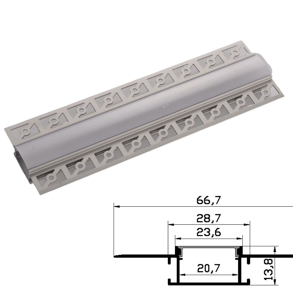 Profil Aluminiu pentru Rigips 2m mijloc 66.7x13.8mm