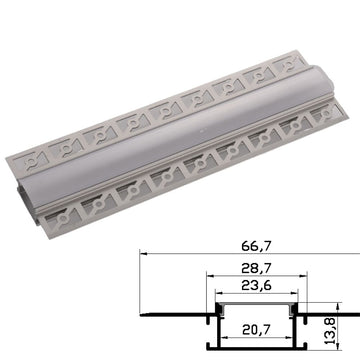 Profil Aluminiu pentru Rigips 2m mijloc 66.7x13.8mm