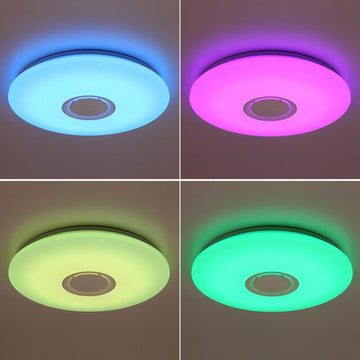 SMART LED плафон с музика, Ø390, 24W, RGB+W