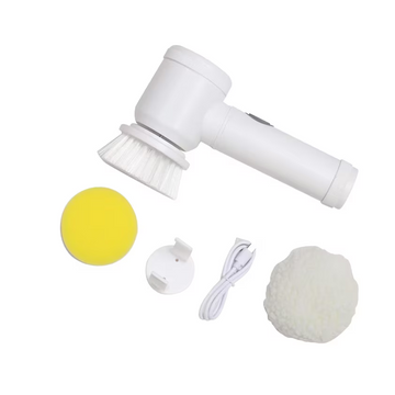 Perie Electrică de Curățat cu Rotire 360° – 3 Capete Incluse, Alb, Dimensiuni 17.5×7.4×26cm pentru Curățare Eficientă a Suprafațelor