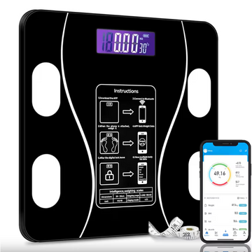 Cântar Personal Analitic cu Afișaj Digital Ușor de Citit – Cântar Negru pentru Monitorizarea Greutății și Compoziției Corporale