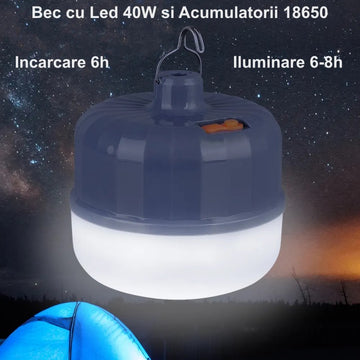 40 W-os LED izzó, akkumulátorral kempingezéshez