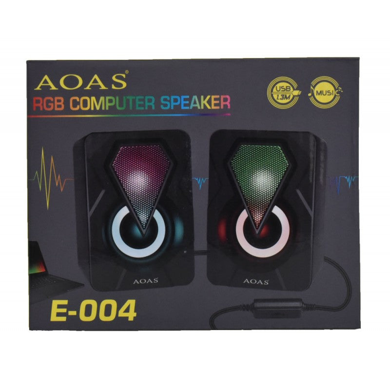 Boxe pentru Calculator E-004 cu LED-uri RGB și Conectare USB – Sistem Audio Compact pentru Birou și Gaming
