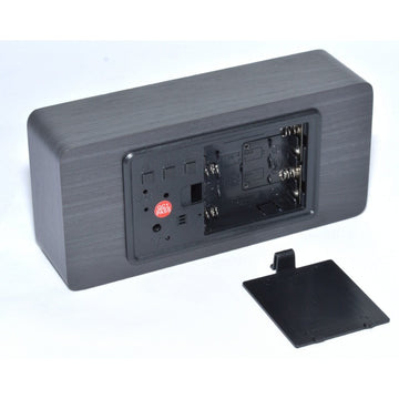 Clock 1299 Black Wood and Green LED, 15x7x4cm
