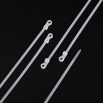 Бяла пластмасова огърлица 5 x 150 mm, с монтируема глава - 100 b/комплект