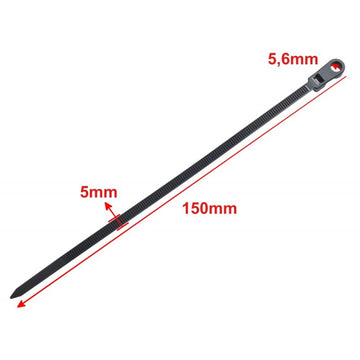 Черна пластмасова огърлица 5 x 150 mm, с монтируема глава - 100 b/комплект