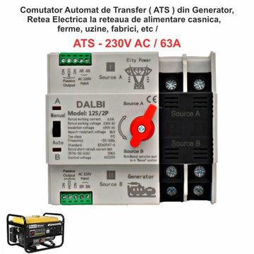Comutator Automat de Transfer ATS 2P 230V AC 63A - Soluție Fiabilă pentru Generatoare și Retea Electrică