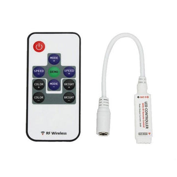Мини контролер за RGB LED лента, 12V, 144W, 12A, RF дистанционно управление 10 бутона