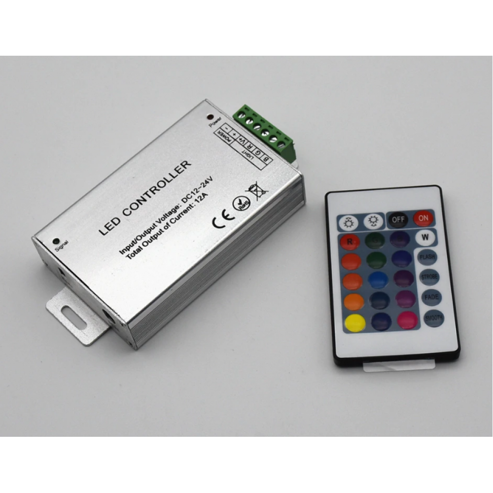 Контролер за RGB LED лента, 12V, 144W, IR дистанционно управление 24 бутона