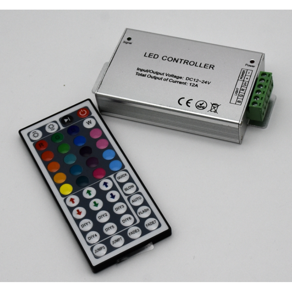 Контролер за RGB LED лента, 12V, 144W, IR дистанционно управление 44 бутона