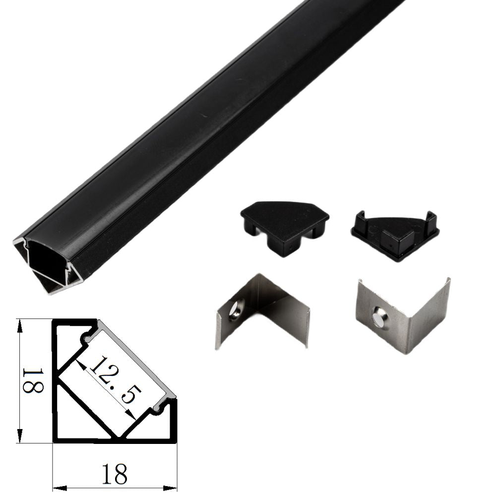 Profil Aluminiu Negru 2m Colt 18x18mm