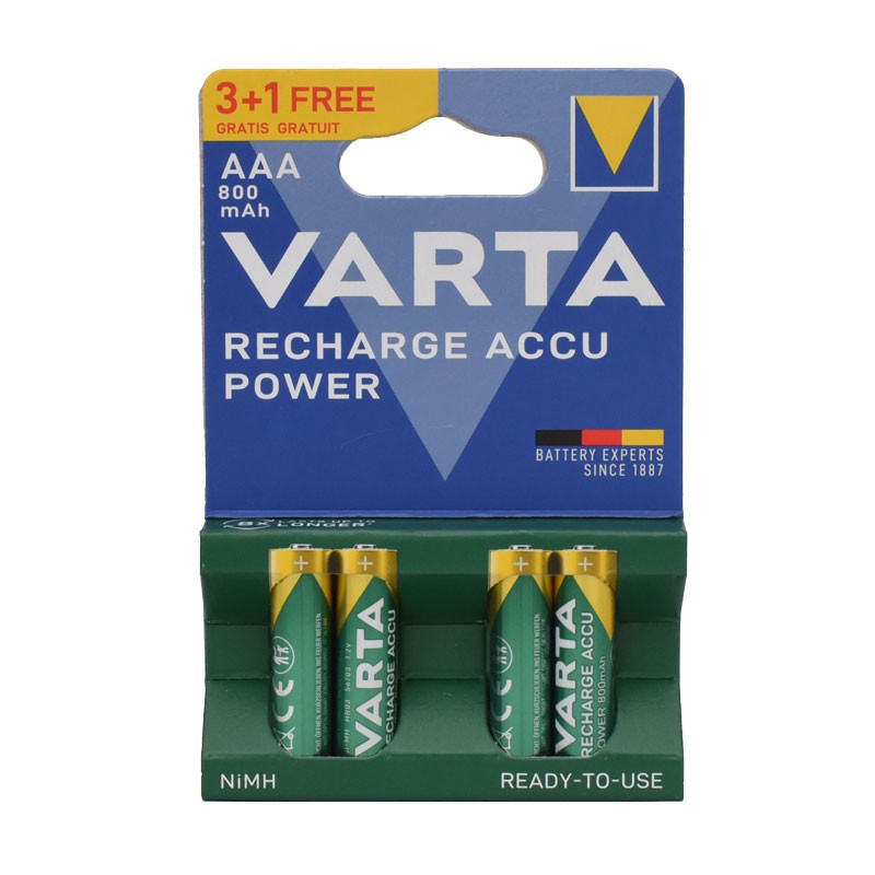 Acumulatori Reîncărcabili Varta R3 AAA NI-MH 800mAh, 4 Bucăți/set