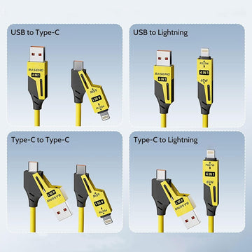 Cablu de Date Extensibil 4 în 1 PD Fast 27W, Tip C - USB - iPhone, CA-894