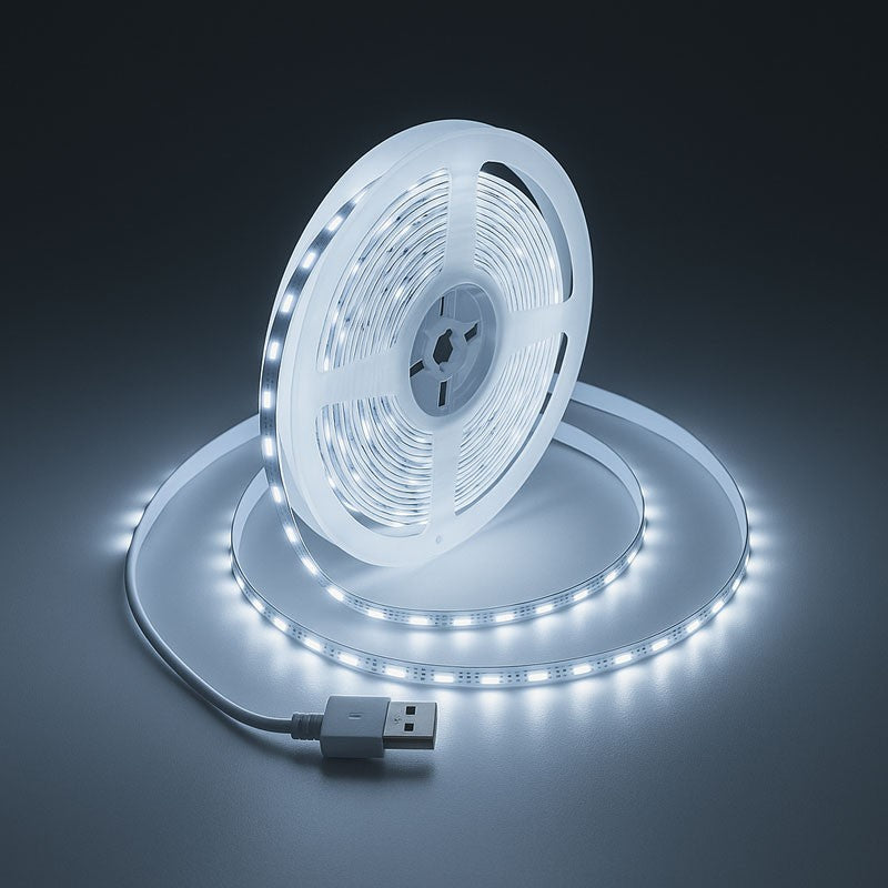 Banda LED COB USB 5V, Alb-Rece 6500K, 6W/ml, 300 LED/ml, RA80, 5m/Rola, IP20