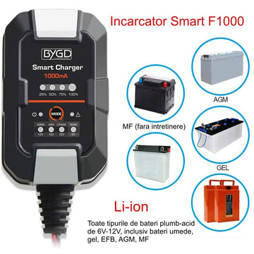 Încărcător Digital Smart F1000, Acumulatori Li-ion / Plumb-Acid 6V-12V / AGM