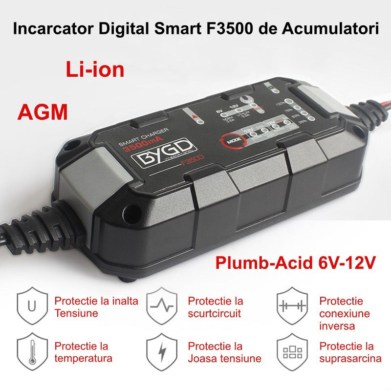 Încărcător Digital Smart F3500, Acumulatori Li-ion / Plumb-Acid 6V-12V / AGM