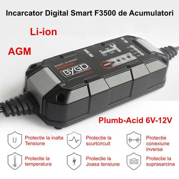 Încărcător Digital Smart F3500, Acumulatori Li-ion / Plumb-Acid 6V-12V / AGM