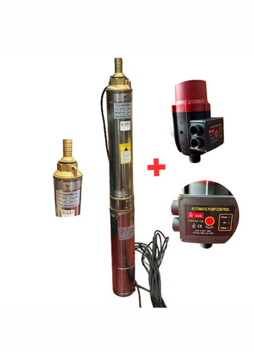 Pompă Submersibilă cu Cupru 4STM4-8, 1.1kW, cu Presostat Electronic PC-13a – Ideală pentru Irigații și Alimentare cu Apă
