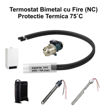 Termostat Temperatura 75˚C Bimetal KSD9700 NC, 250/16A