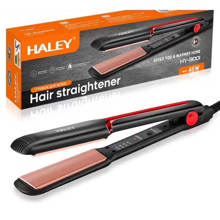 Placă Profesională de Îndreptat Părul HALEY HY-3001 – Design Compact cu Putere Eficientă de 45W pentru Coafuri Perfecte