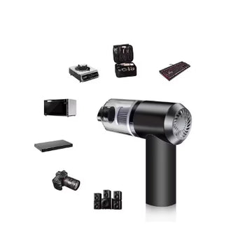 Aspirator Auto Fara Fir 2in1, 120W, Lumina LED, Pentru Masina si Locuinta, 15.5×14.2 cm, Negru