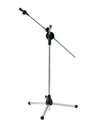 Stativ pentru Microfon Profesional din Metal cu Înălțime Reglabilă până la 200 cm – Trepied Argintiu/Negru pentru Studio, Evenimente sau Înregistrări