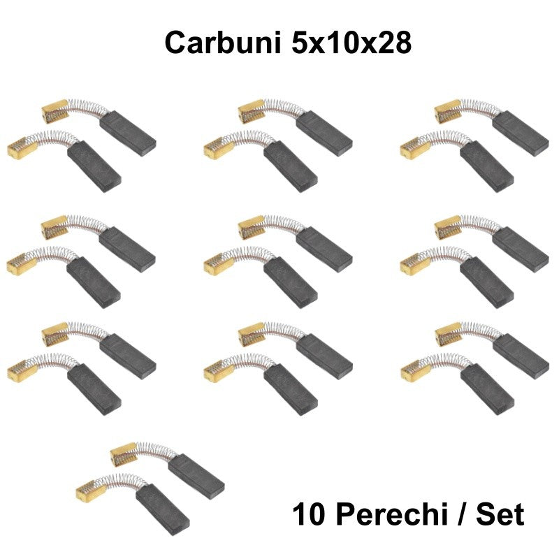 Set 10 Perii Colectoare cu Carbon 5x10x28mm cu Arc U – Accesorii pentru Motor Electric, Reparatii si Intretinere