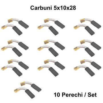 Set 10 Perii Colectoare cu Carbon 5x10x28mm cu Arc U – Accesorii pentru Motor Electric, Reparatii si Intretinere