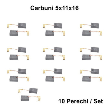Set 10 Perii Colectoare cu Carbuni 5x11x16mm - Papuc M 2,8mm Cot pentru Motoare Electrice