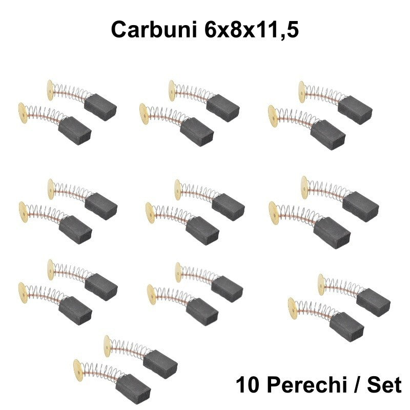 Set 10 Perii Colectoare din Carbon 6x8x11,5mm - Accesorii pentru Motoare Electrice și Generatoare