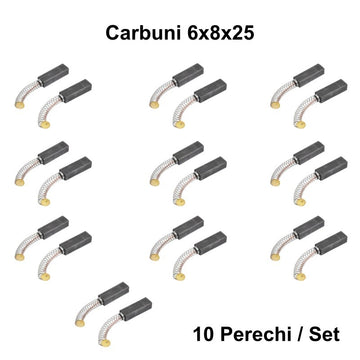 Set 10 Perii Colectoare din Carbune 6x8x25mm cu Arc – Accesorii pentru Repararea Motoarelor Electrice și Generatoare