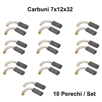 Set 10 Perii Colectoare cu Carbuni 7x12x32mm cu Arc – Accesorii pentru Motoare Electrice și Generatoare