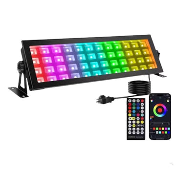 Proiector LED RGBCW Inteligent, Aplicatie, Interior/Exterior, Rezistent la Apa, Control Din Telefon Prin Internet, Telecomanda, Mod Programare Lumini, 96W, Negru