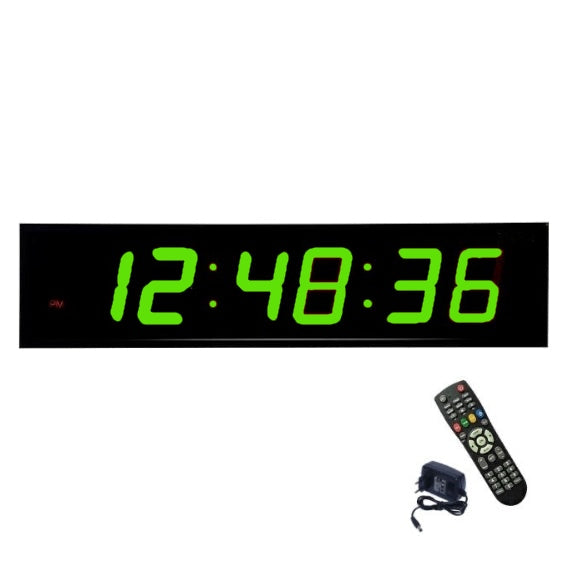 Large Digital Table and Wall Clock with Red LED Light, Alarm, Stopwatch, Remote Control, Timer, Perfect for Gyms 80x23x8cm