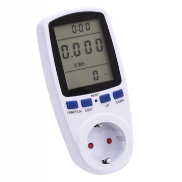 Socket with Meter and Digital Energy Display, LCD Screen, Max 16A, White