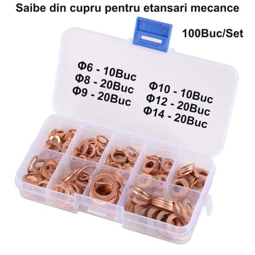 Медни шайби Ø6, Ø8, Ø9, Ø10, Ø12, Ø14 - 100 бр./компл.