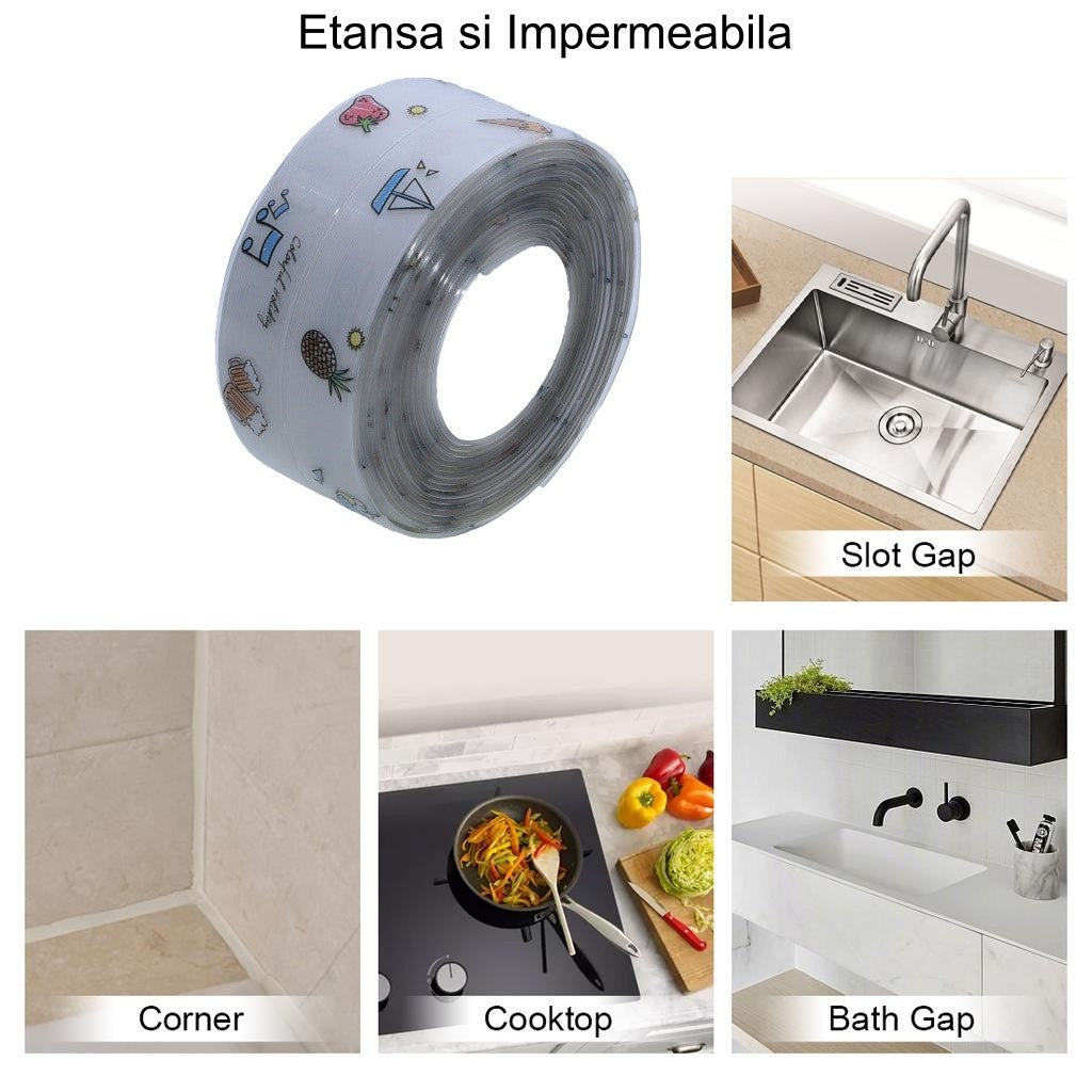Banda de Etanșare Transparență cu Model 3,8 x 320 cm - Frize