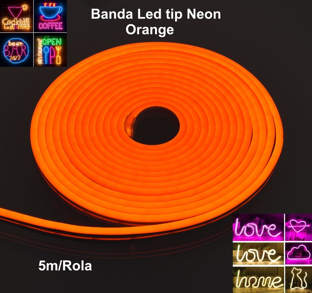 Banda Led Flexibil 12V, Lumina Orange 5m - Frize