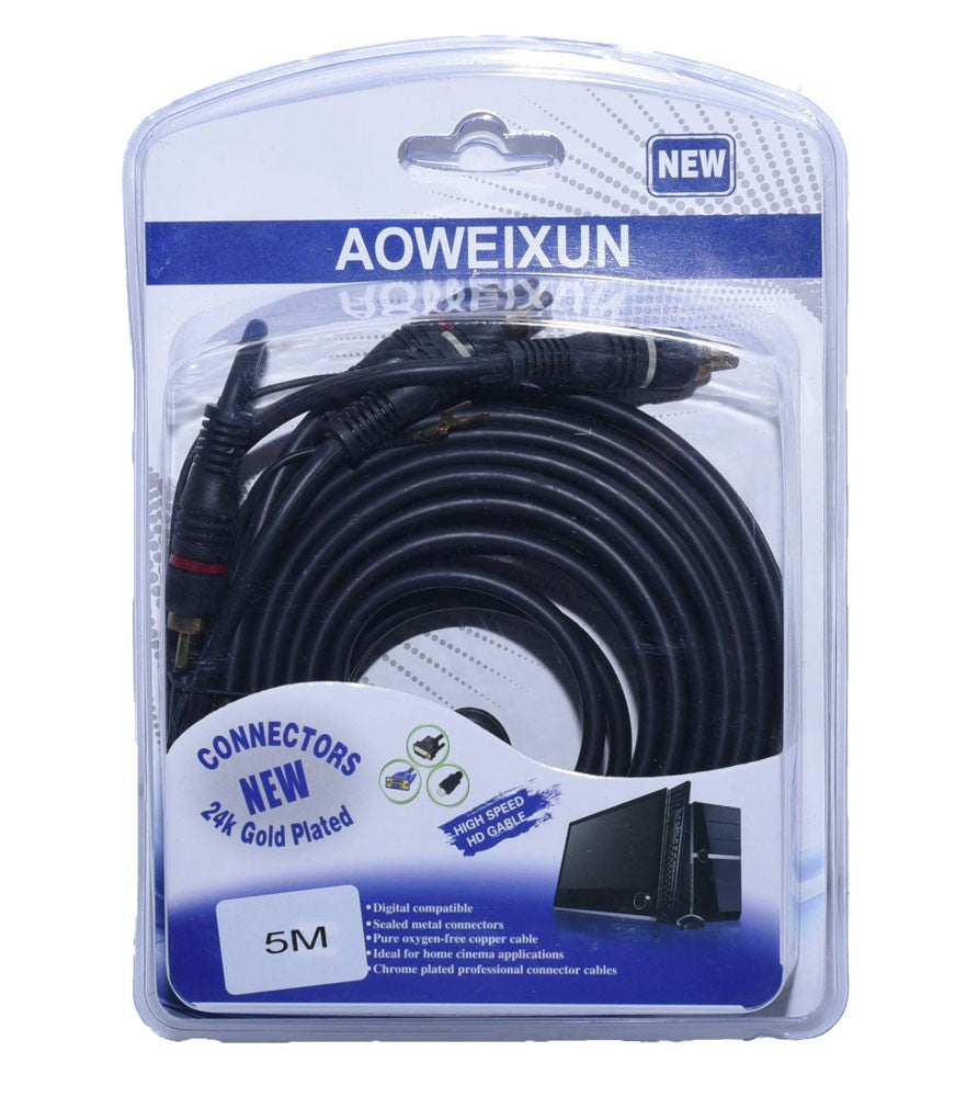 Cablu 2 RCA Tata-2 RCA Tata cu Remot 5m - Frize