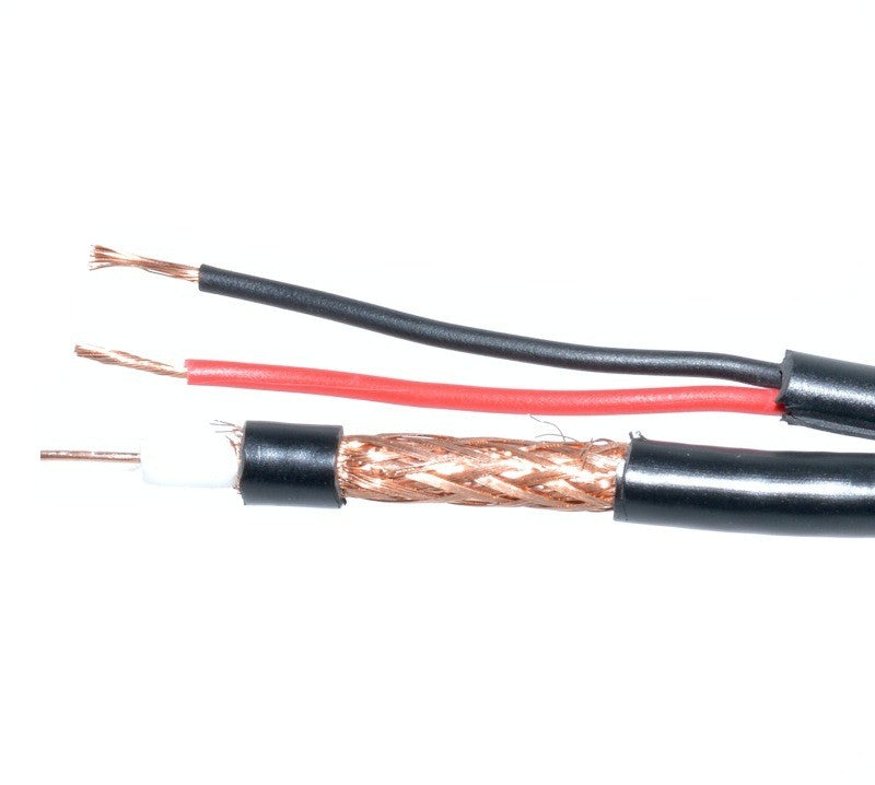 Cablu Coaxial TV RG6U Cupru + Alimentare 2x0,5 (Negru) - Frize