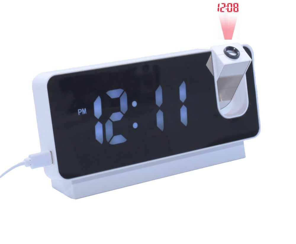 Ceas Digital cu Led Alb si Proiectie S282A - Frize