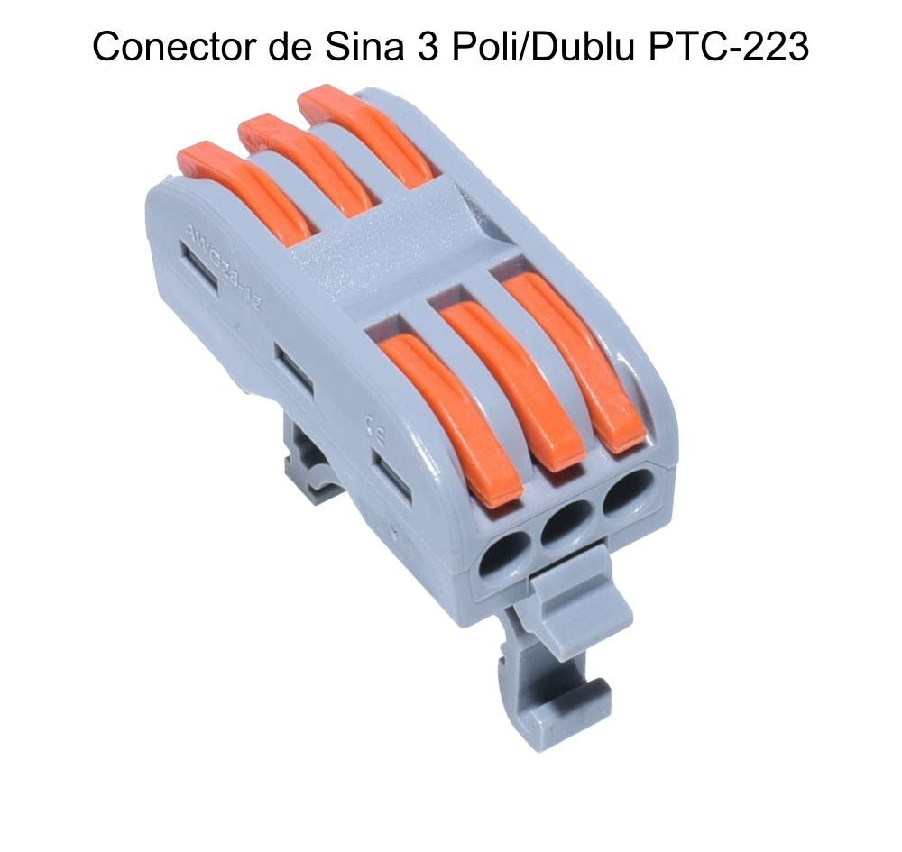 Conector de Șina 3 Poli Cap Dublu PCT-223 - Frize