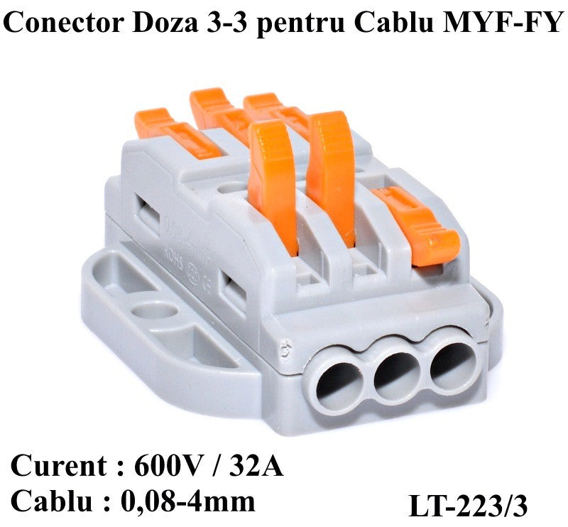 Conector Doza 3-3 pentru Cablu, LT-223/3 - Frize
