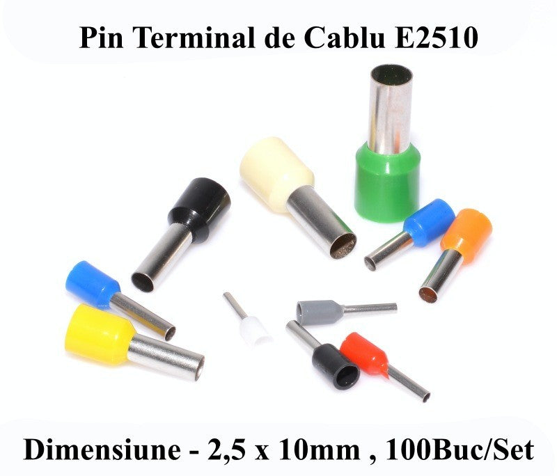 Pin Terminal de Cablu E2510 Albastru, 100Buc/Set - Frize