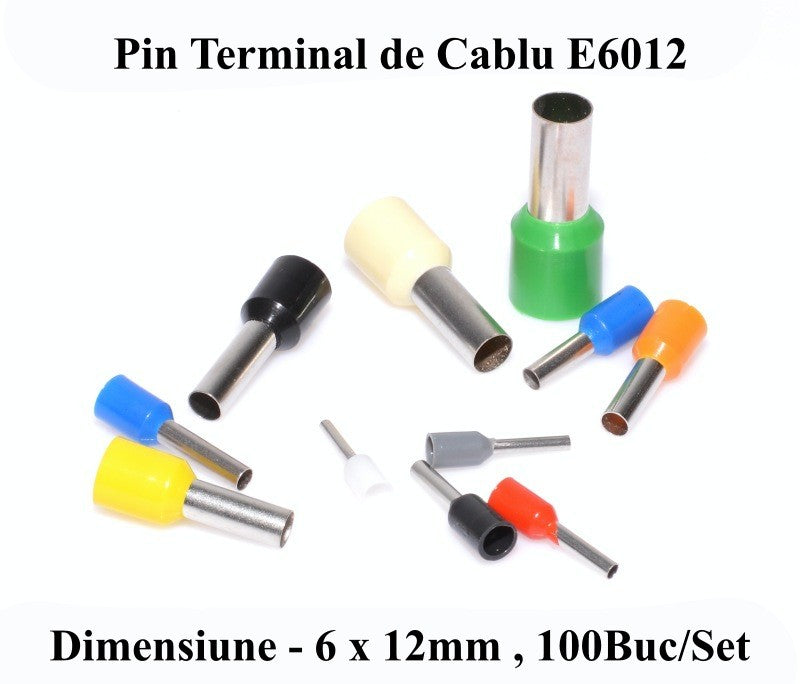 Pin Terminal de Cablu E6012 Negru, 100Buc/Set - Frize