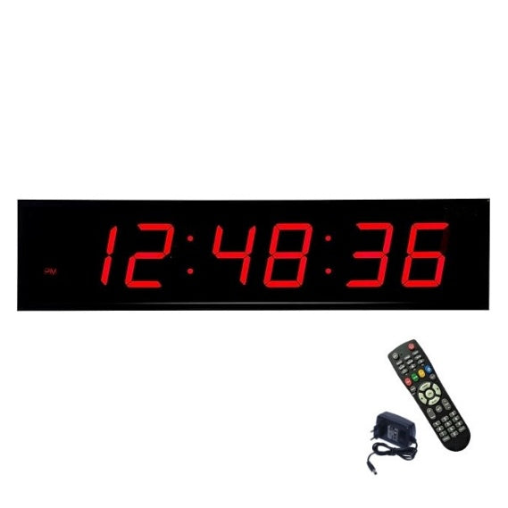 Ceas Digital Mare de Masa si de Perete cu Lumina Led Rosu, Alarma, Cronometru, Telecomanda, Temporizator, Perfect Pentru Sali de Sport 100x30x8cm - Frize