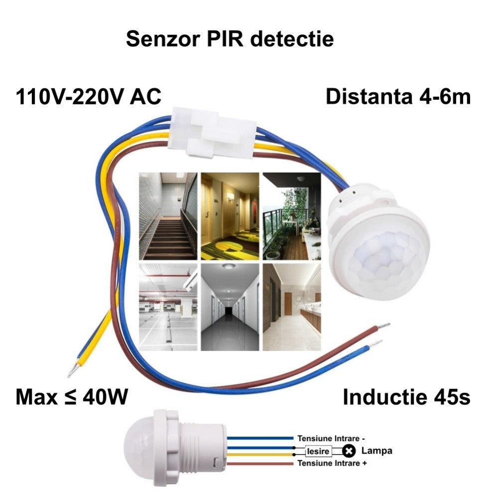 Senzor Pir 110-220V cu 4 Fire 28x37mm - Frize