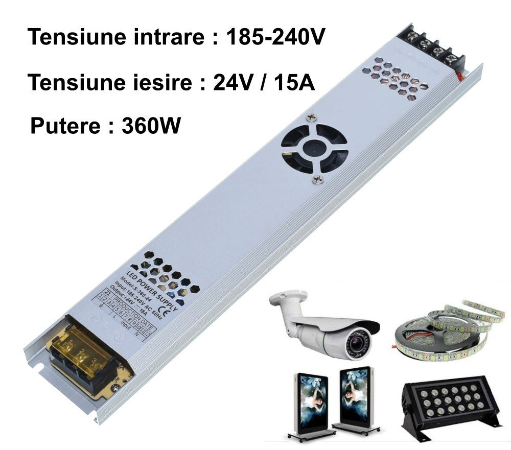 Sursa de Alimentare Slim 24V-15A / 360W - Frize